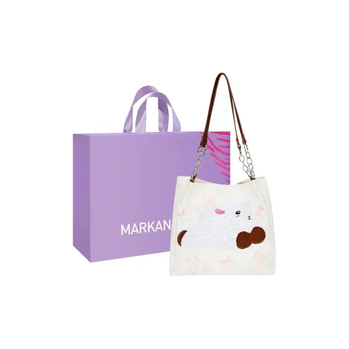 MARKANGARO Synthetic Leather Shoulder Bag Regular Women's White