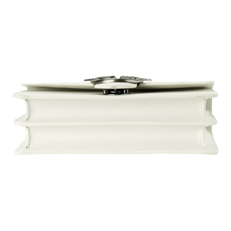 PINKO Leather Swallow Bag, Shoulder Bag, Crossbody Bag Women's White-3