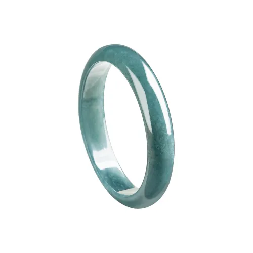 Long Fu Bean Type Blue Water Jadeite Bangle Flat Inside Bangle Peace Bangle For Festive Gift Giving Women's