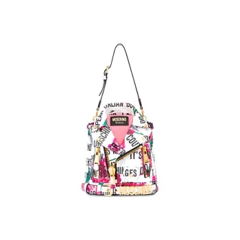 MOSCHINO Sheepskin Backpack Small Size Women's White Rose Red