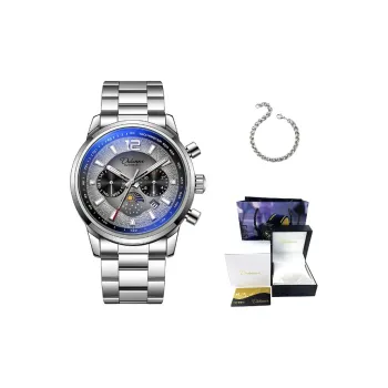 Dulunwe Galaxy Moon Phase Collection Automatic Mechanical Movement Steel Strap Watch Men's Watches Black Dial