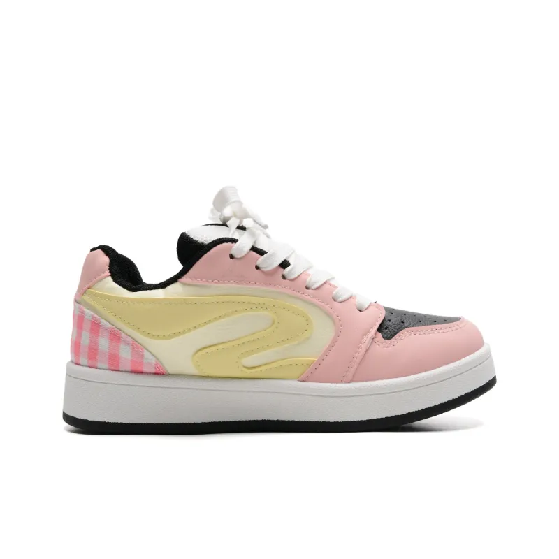 7 SEVFUN Wear resistant And Lightweight Low Top Skateboard Shoes Women's White Pink Yellow Box Included-2