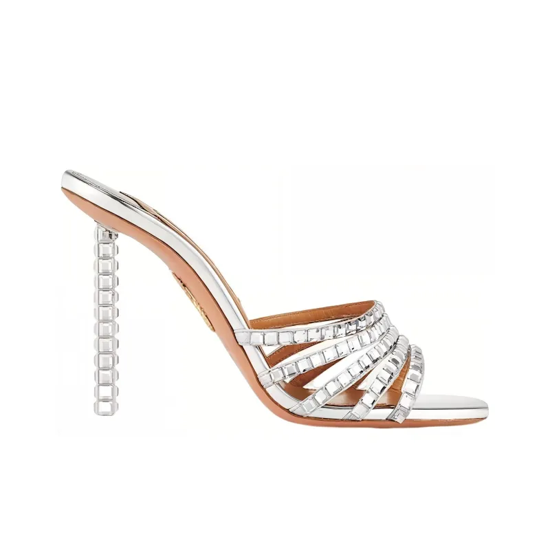 AQUAZZURA Tequila Crystal-embellished Mules-1