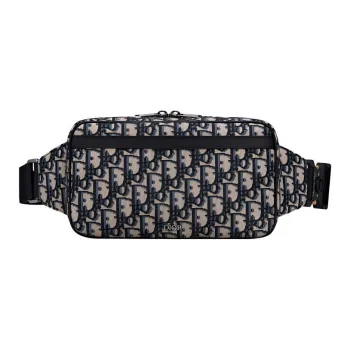 DIOR Cow Leather Fanny Pack Men's Blue/Black