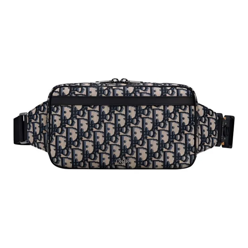 DIOR Cow Leather Fanny Pack Men's Blue/Black-0