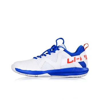 LiNing Cushioned Slip Resistant Low Top Badminton Shoes Unisex White Blue