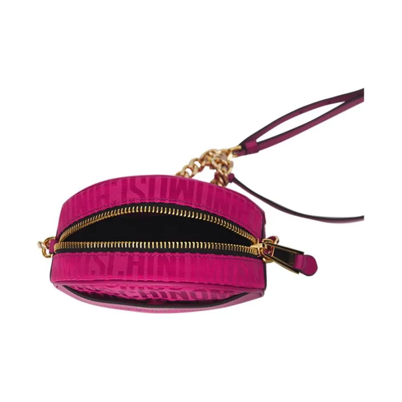 MOSCHINO Polyester Small Round Bag Shoulder Bag Crossbody Bag Women's Pink-2