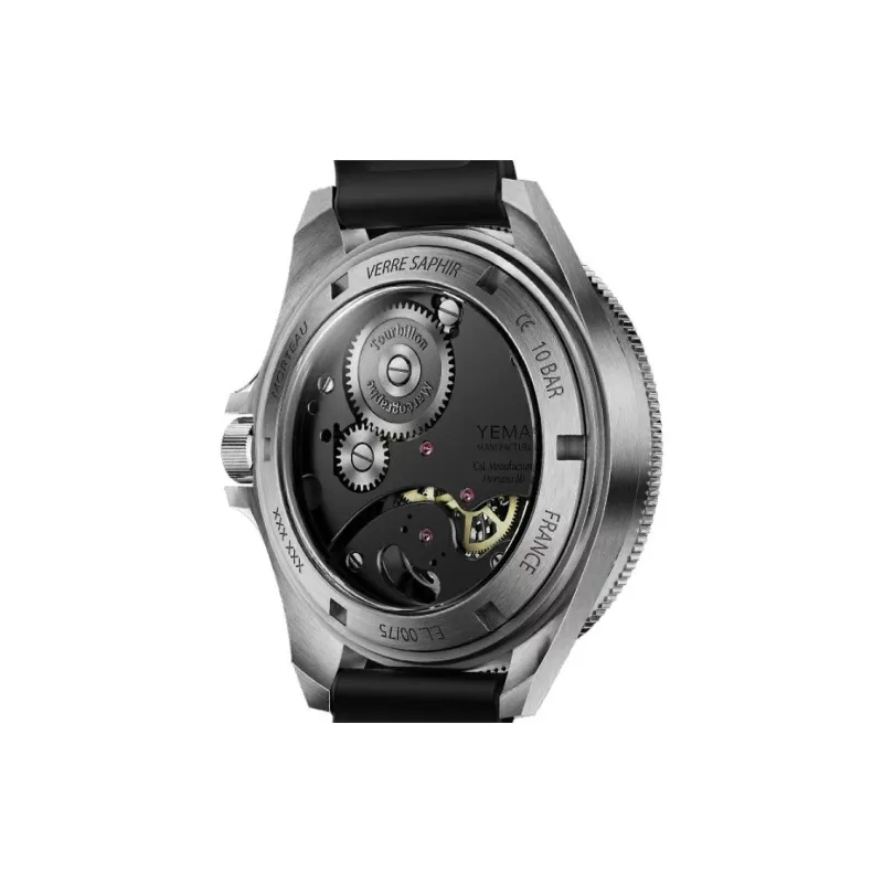YEMA Wrist Watch Automatic Mechanical Movement Silicone Strap 43mm Black Dial Men's Watches-4