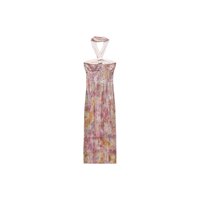 ZARA Sleeveless Dress Women's Pink-1