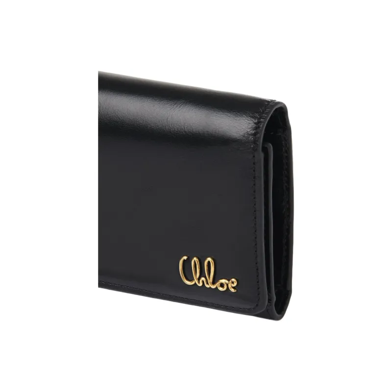 Chloe Calfskin Wallet Trumpets Women's Black-4