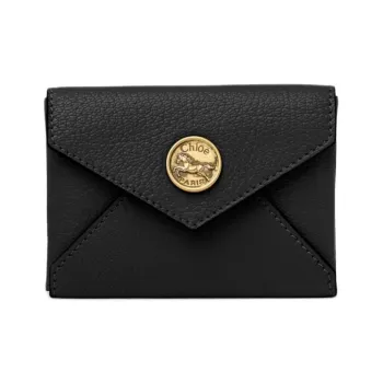 Chloe Grained Goatskin Card Holder Women's Black