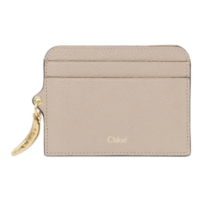 Chloe Grained Calfskin Card Holder Women's Brown-0