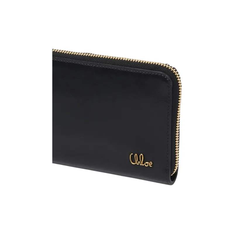 Chloe Bright Calfskin Wallet Women's Black-4