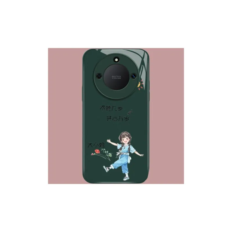 PHILIPS Glass Material Trendy Cartoon Pattern Size Sister Refreshing Phone Cases Compatible With Honor X Collection-1