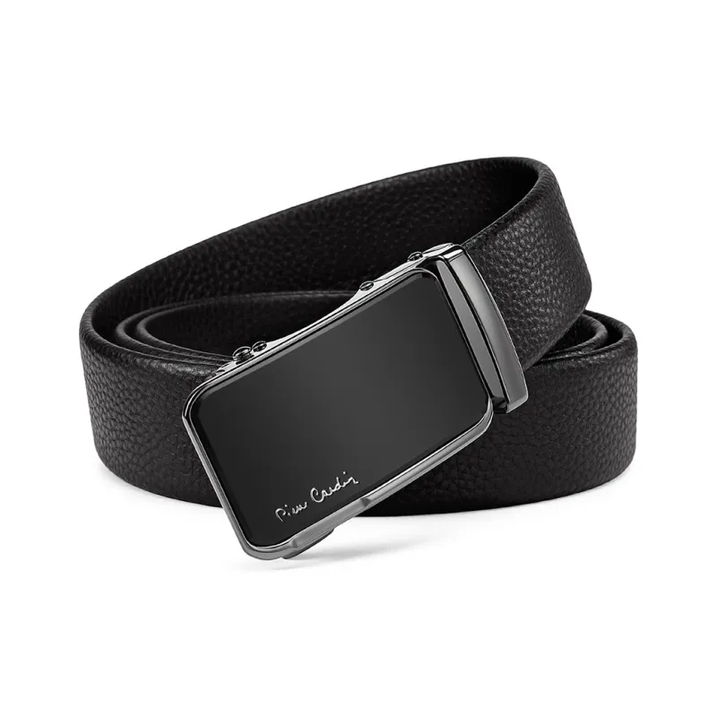 PIERRE CARDIN Double Sided Top Grain Cow Leather Belts Men's Black 3.6CM-6