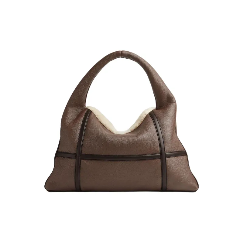 Bottega Veneta Merino Wool Handbag, Shoulder Bag Trumpets Women's Light Brown & Teddy Yellow-2