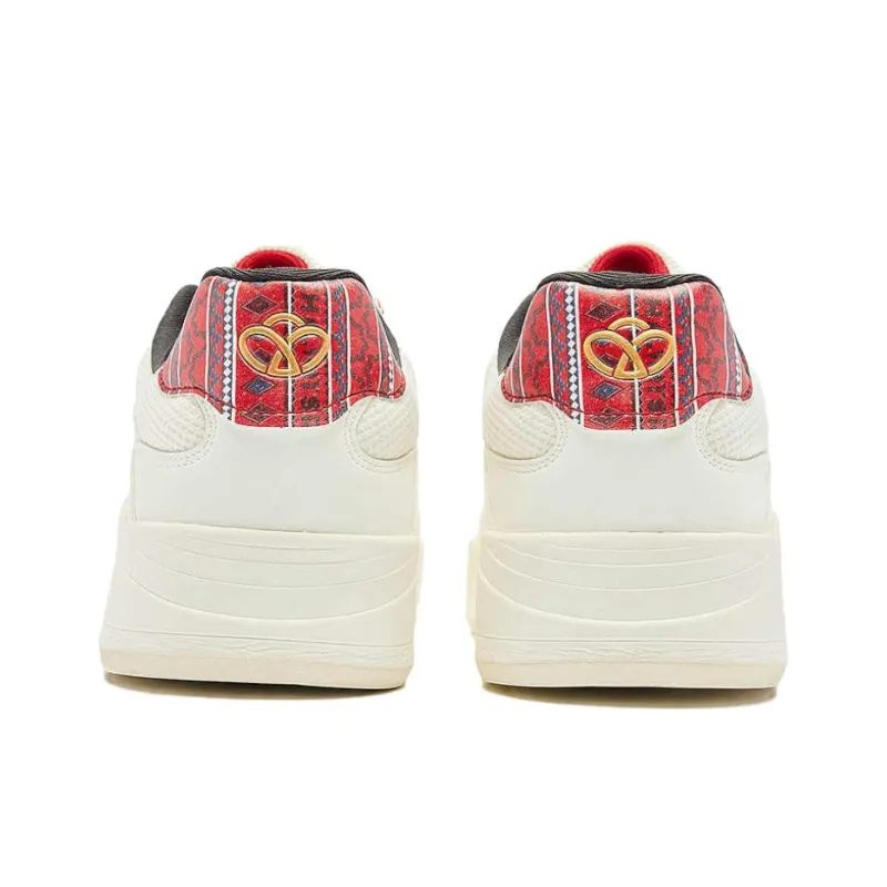 QIAODAN Sunrise Skateboard Shoes Men Low Top White Red-4