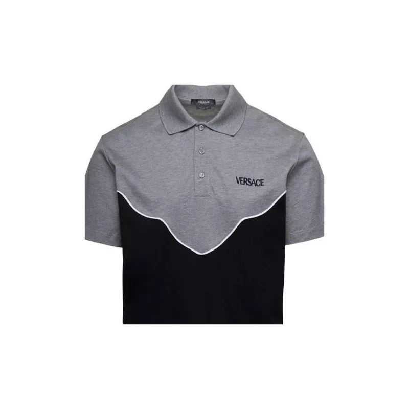 VERSACE Logo Embroidered Short-Sleeved Polo Shirt-2