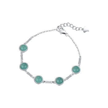 Long Fu Ice Glutinous Jadeite Bracelet 925 Sterling Silver-Perfect For Festivals And Gift-Giving Women's