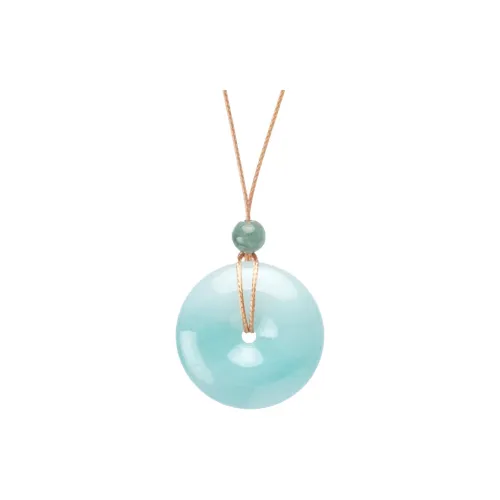Long Fu Glutinous Jade Jadeite Necklace With Chinese Style Pendant Unisex