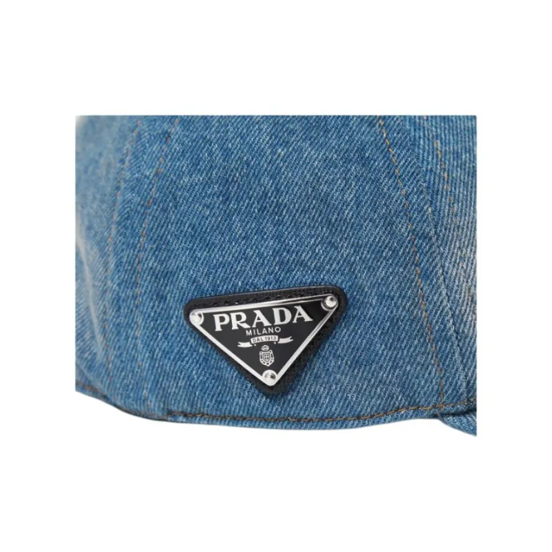PRADA Triangle-logo Denim Baseball Cap-4