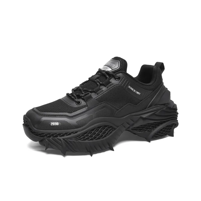 Cabbeen Low Top Chunky Sneakers Men's Black-1