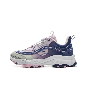 LINING YOUNG Anti Slip And Wear Resistant Lightweight Cushioning Low Top Kids Lifestyle Shoes Gray Purple Teenagers