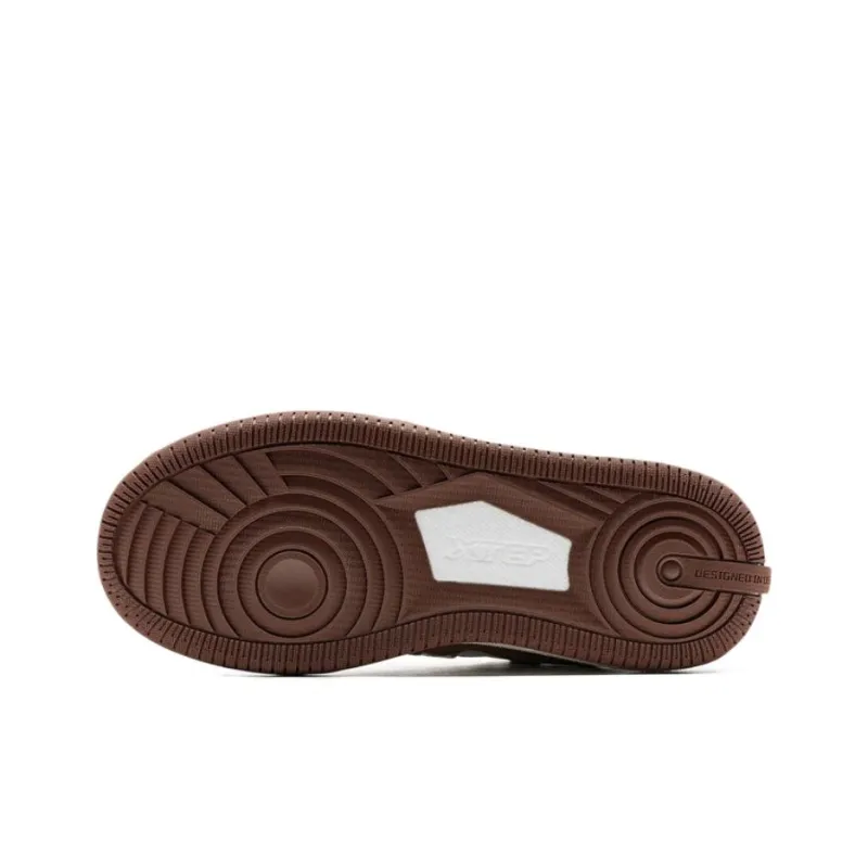 XTEP Star X Anti Slip Wear Resistant Low Top Skateboard Shoes Women's Brown White-5