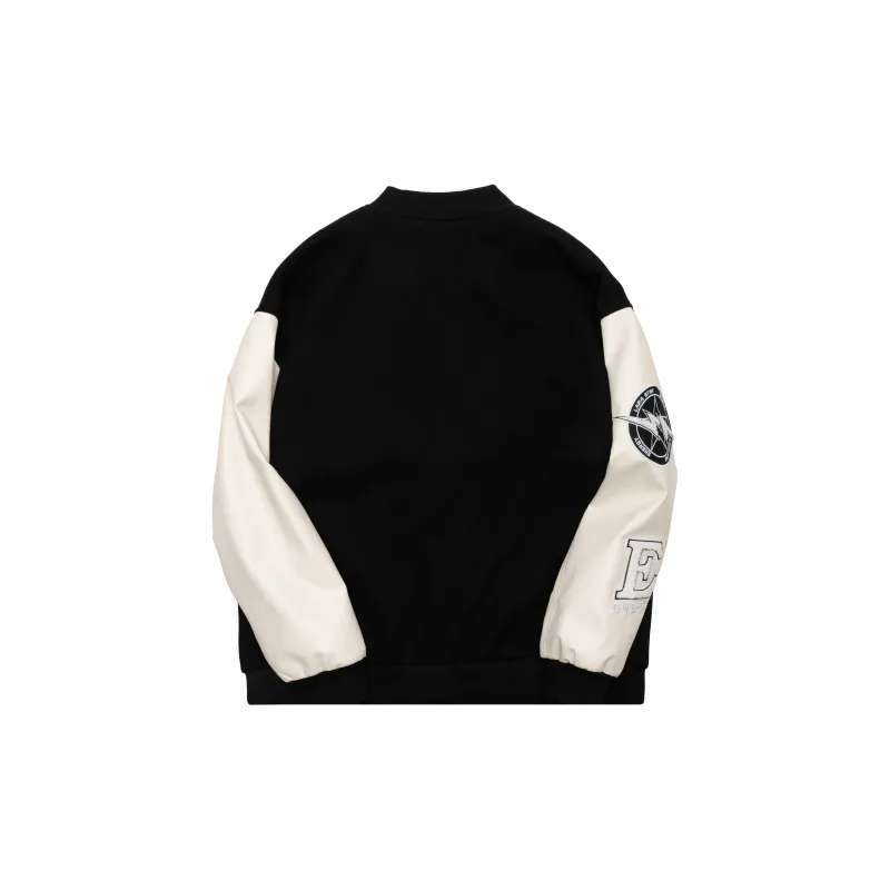 LARA STAR Baseball Jacket Unisex Black White-1
