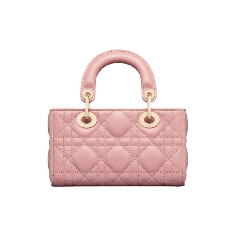 DIOR Lady D-JOY Lambskin Shoulder Bag Crossbody Bag Handbag Extra Mini Women's Light Pink-4