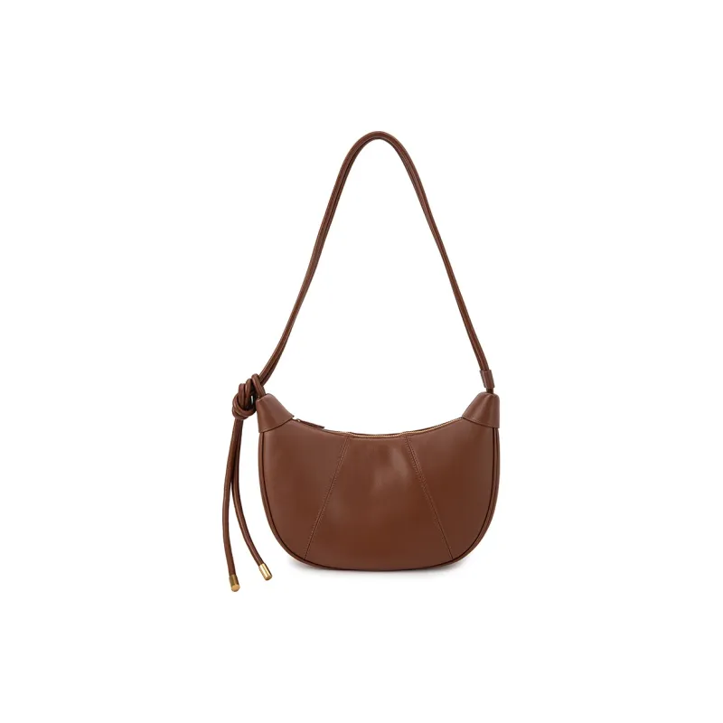 VENOF Cow Leather Dumpling Bag Shoulder Bag Small Size Women's Brown/Nordic Brown/Pall Black/Farouk Red-2