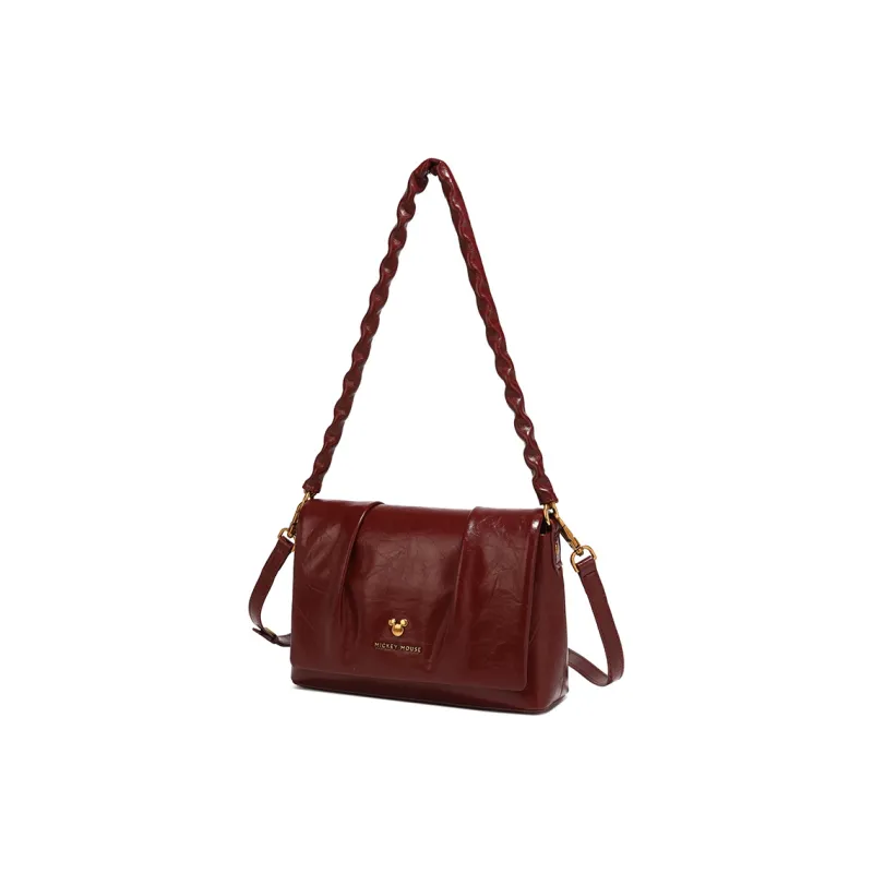 Disney PU Pleated Small Square Bag Regular Women's Black/Coffee/Burgundy-9