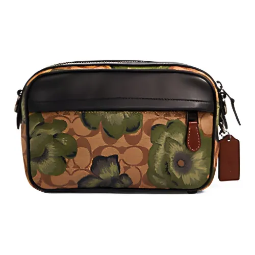 COACH Graham Canvas Camera Bag Shoulder Bag Crossbody Bag Men's Khaki/Black Multicolor