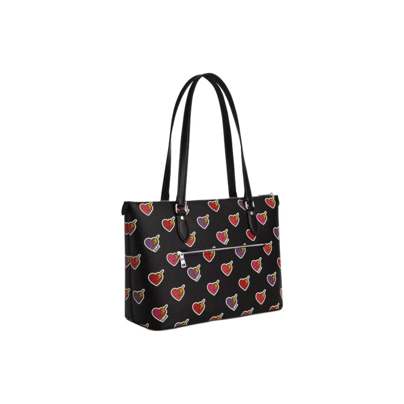 COACH Gallery Coated Canvas Tote Bag Shopping Bag Shoulder Bag Handbag Large Size Women's Black-3
