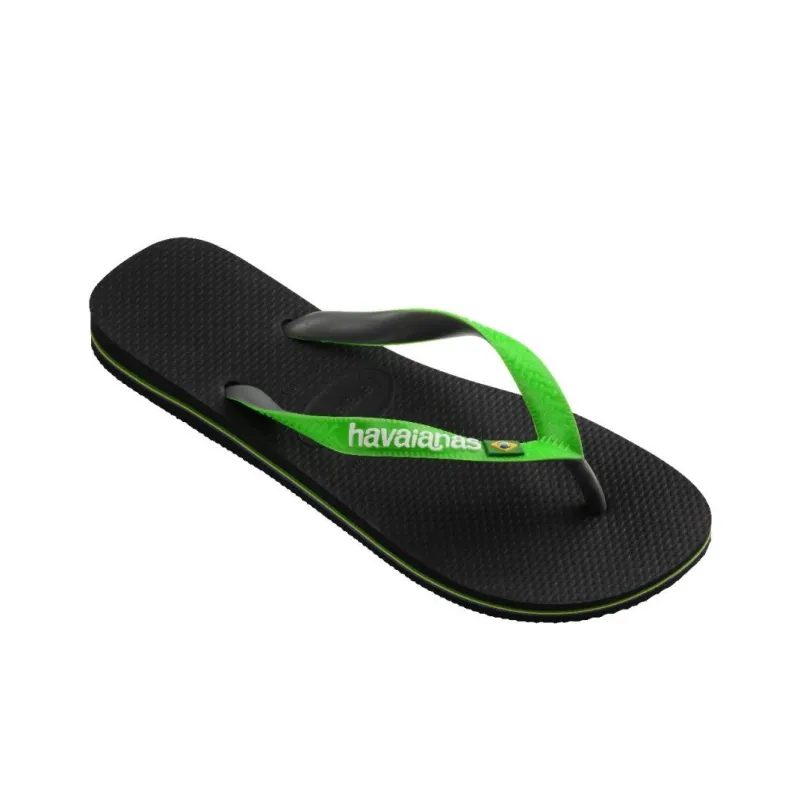 Havaianas Brasil Mi Rubber Sole Slip-Resistant Flip Flops Women's Black Green-2