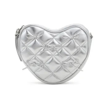 CHARLES&KEITH PU Heart Bag Shoulder Bag Crossbody Bag Small Size Women's Silver/Pink