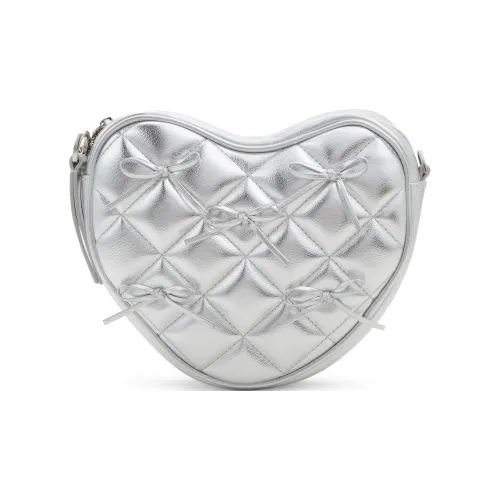 CHARLES&KEITH PU Heart Bag Shoulder Bag Crossbody Bag Small Size Women's Silver/Pink