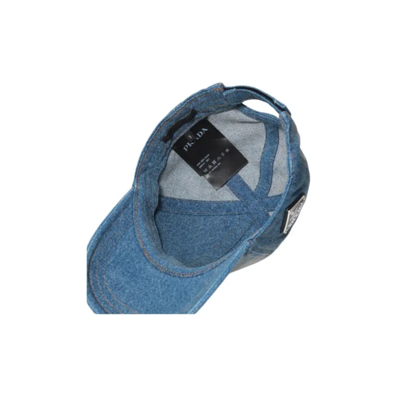 PRADA Triangle-logo Denim Baseball Cap-3