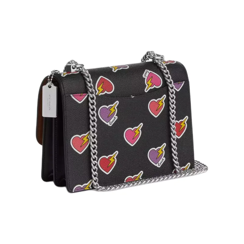 COACH Klare Coated Canvas Shoulder Bag, Crossbody Bag Trumpets Women's Novel Print & Silver & Black Multicolor-1