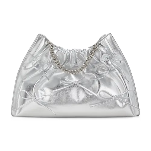 CHARLES&KEITH PU Polyurethane Crossbody Bag, Shoulder Bag Tubas Women's Noir Black/Silver