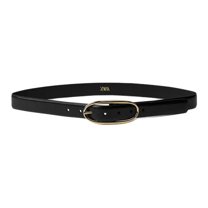 ZARA Leather Leather Belts Women's Black/Brown Width: 3CM-0