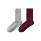 [2 Pack, Boneless Layered Anti-Pilling]Light Gray+Ancora Red/One Size