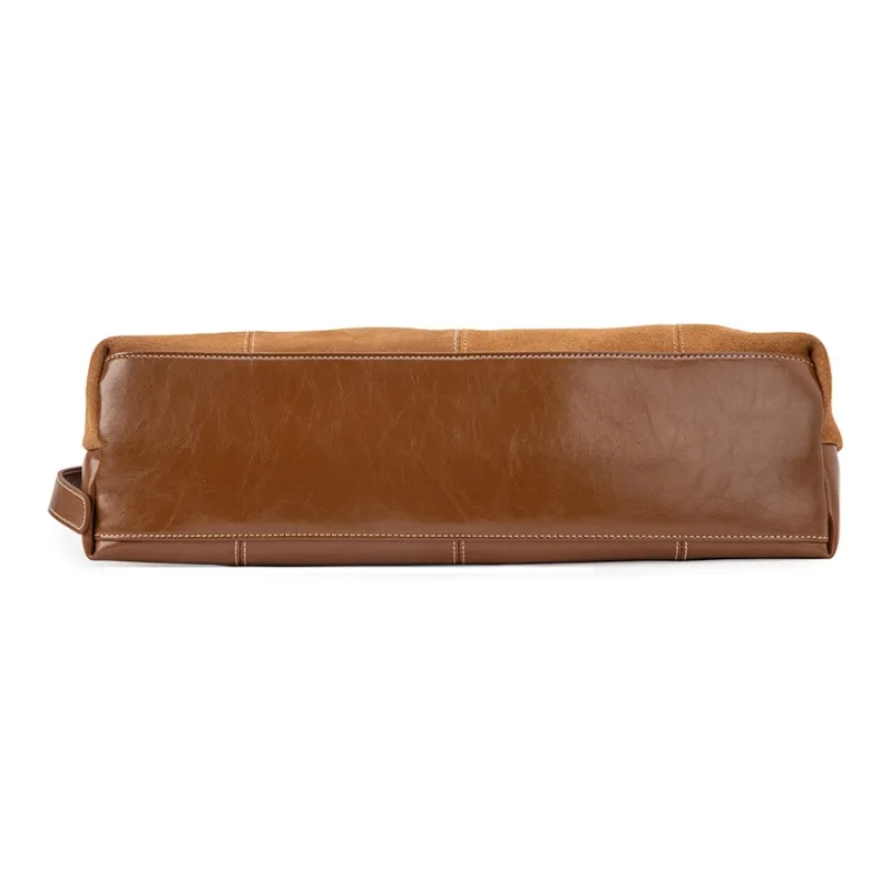 VENOF Cow Leather Shoulder Bag Large Size Women's Velvet Camel Brown/Sand Dune Apricot/Chestnut Coffee-10