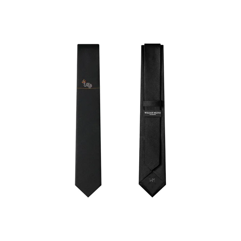 WILLIAM MILTON Mulberry Silk Ties Men's Black Silk High End Handwoven Business Casual Packaging-5