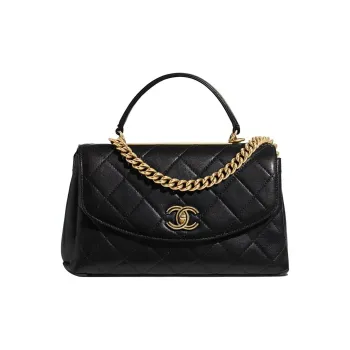 CHANEL Coco Handle Sheepskin Handbag, Shoulder Bag, Crossbody Bag Women's Black
