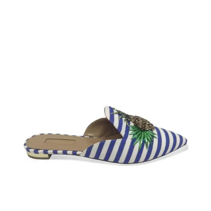 AQUAZZURA Wrap-toe Slippers Women's Blue White Green-1