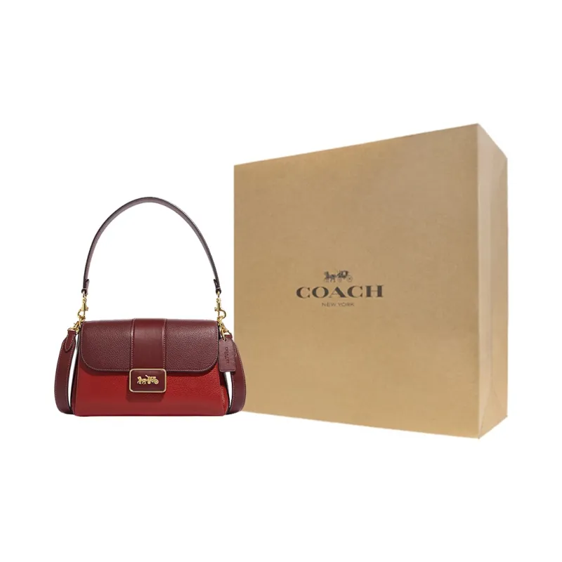 COACH Grace Cow Leather With Split Cow Leather Portable Crossbody Bag, Shoulder Bag Women's Red Apple Color-7