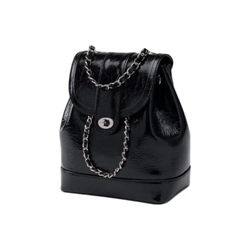 CARDINAL RED Cow Leather Backpack Women's Black-1