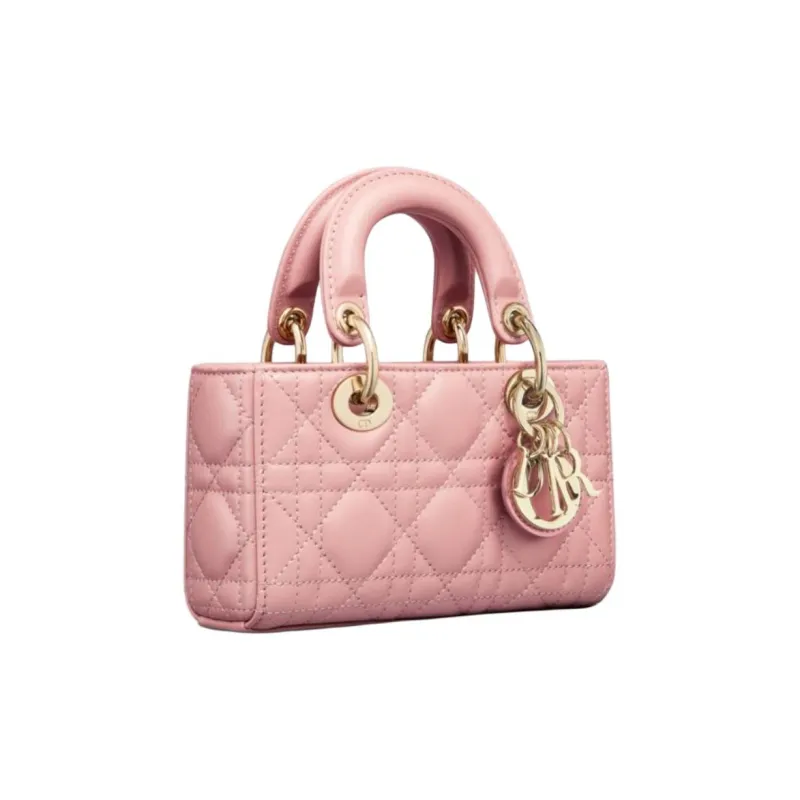 DIOR Lady D-JOY Lambskin Shoulder Bag Crossbody Bag Handbag Extra Mini Women's Light Pink-3