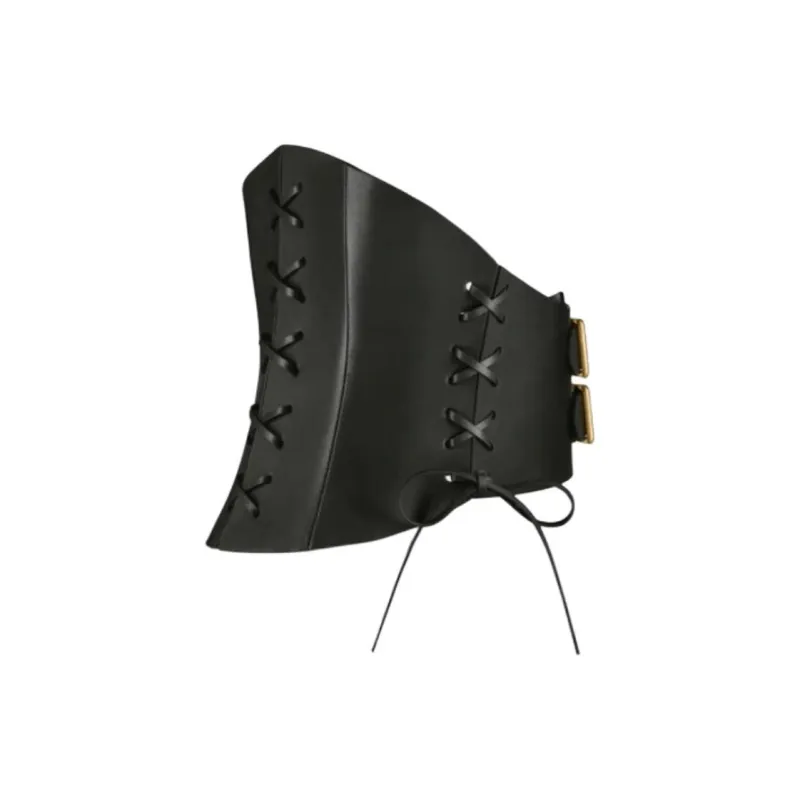 DIOR Calfskin Leather Belts Women's Black 26CM Wide-2